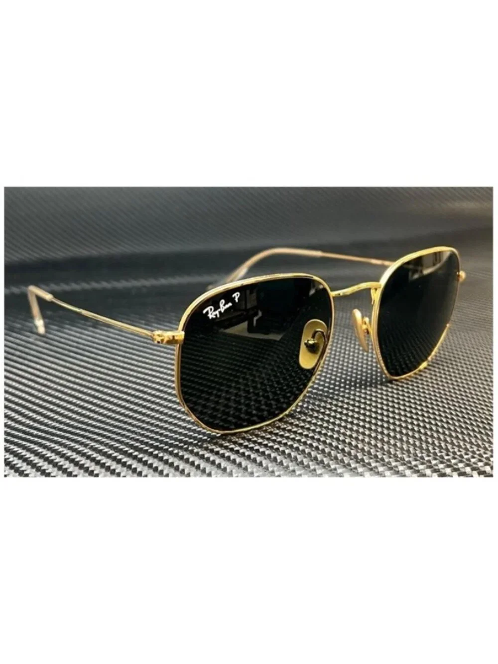 New Ray Ban Men  Gold Titanium Hexagonal Sunglasses  54- 21- 145